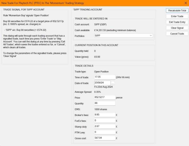 Live Trade Entry The Live session Trade Entry dialog is where you tell RuleTrader about the trades you've made, so it can monitor them for you